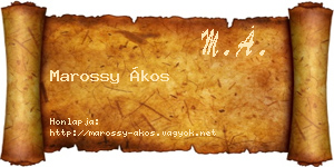 Marossy Ákos névjegykártya